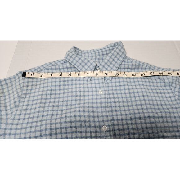 Eddie Bauer Two Tone Blue  Long Sleeve Plaid 100 % Cotton Flannel Shirt W Med - Picture 4 of 12